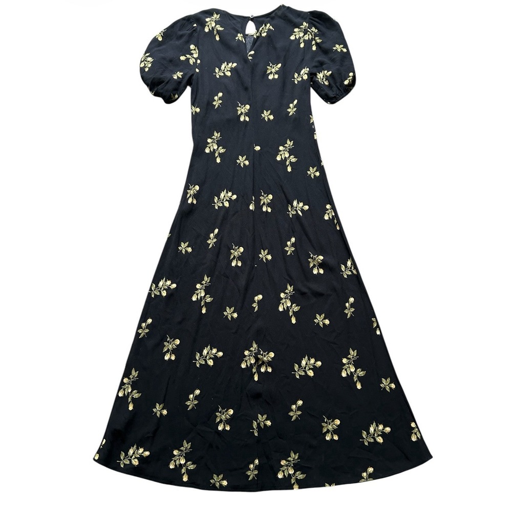Reformation Jeans Black Floral Maxi Dress Size S NWOT Puff Sleeve EcoVero - Picture 3 of 6